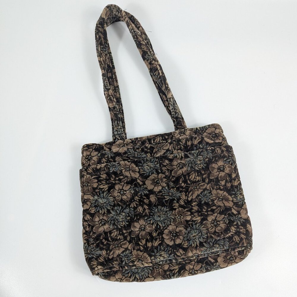 Vintage ‘Daren’s Bags’ Quilted Brown Floral Tote Bag Double Shoulder Strap